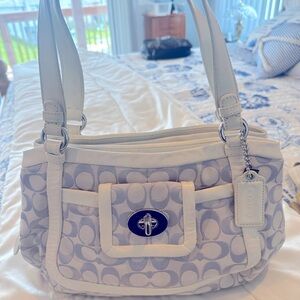 Coach purple and white Shoulder Bag with Classic Elegance